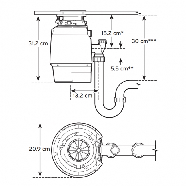 InSinkErator Model 550SR Waste Disposal and Air Switch - Brushed Steel & Black