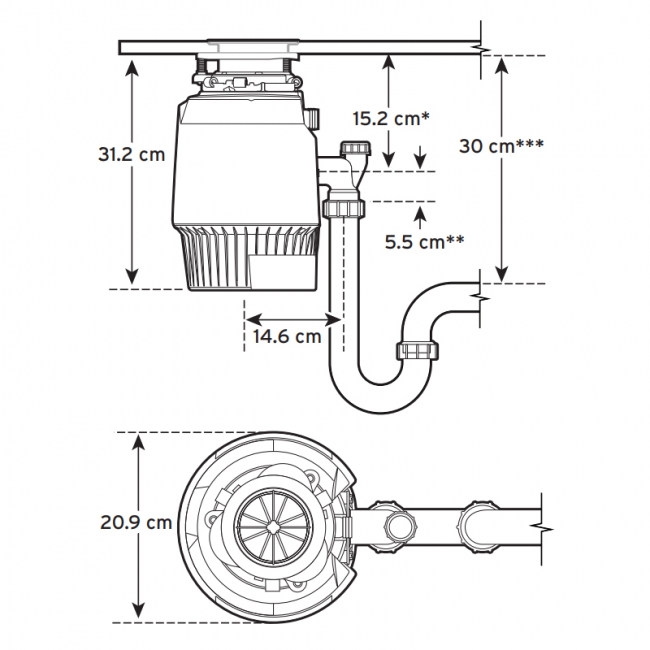 InSinkErator Model 1000SR Waste Disposal Unit - Brushed Steel & Black