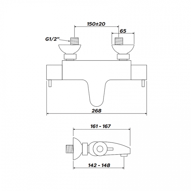Inta Acura Wall Mounted Thermostatic Bath Filler Tap - Chrome