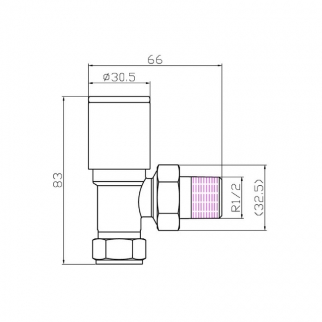 Inta Angled Modern Radiator Valves Pair Chrome