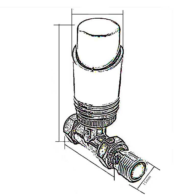 Inta 15mm Angled High polished Thermostatic Radiator Valves Pair Chrome