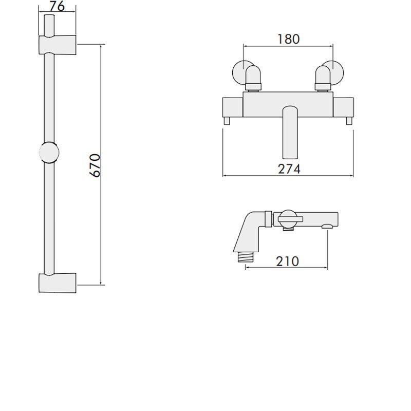 Inta Kiko Thermostatic Bath Mixer Shower with Shower Kit