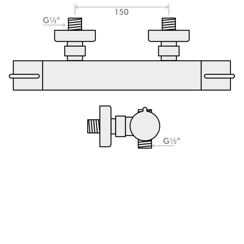 Inta Puro Thermostatic Bar Shower with Slide Rail Kit and Eco Air Handset Chrome