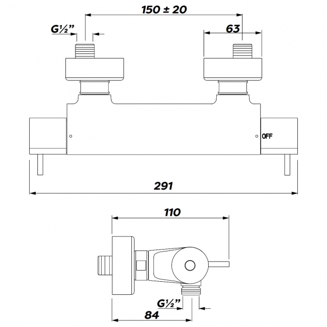 Inta Safe Touch Thermostatic Bar Shower