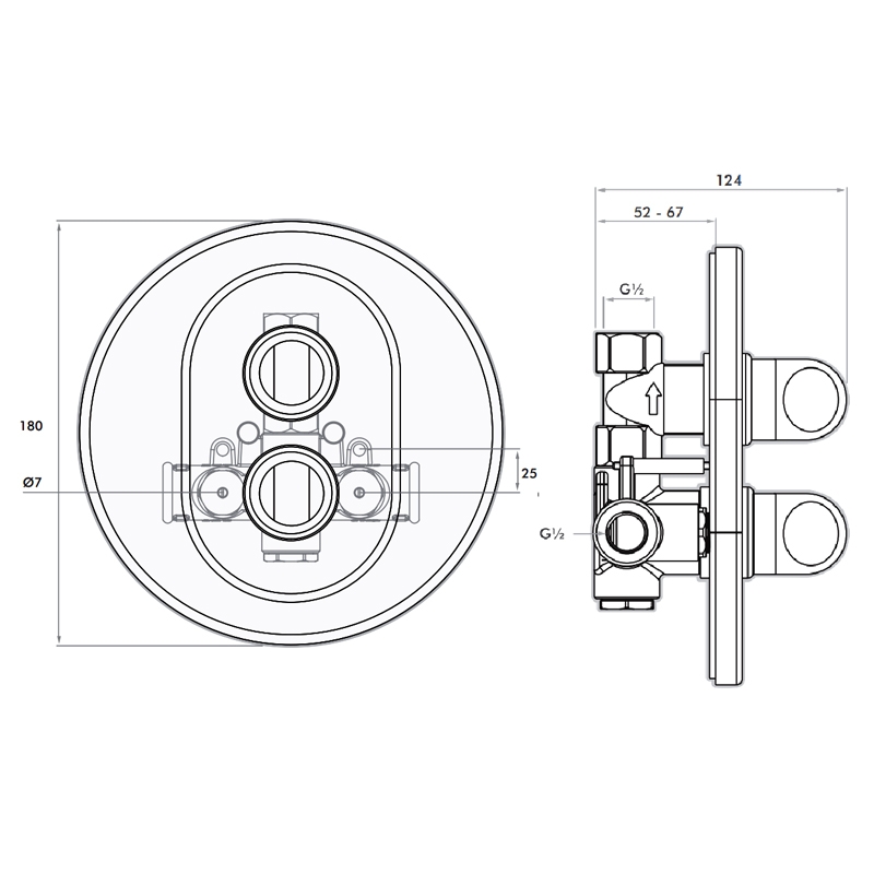 Inta Telo Thermostatic Concealed Shower Valve Single Outlet Chrome