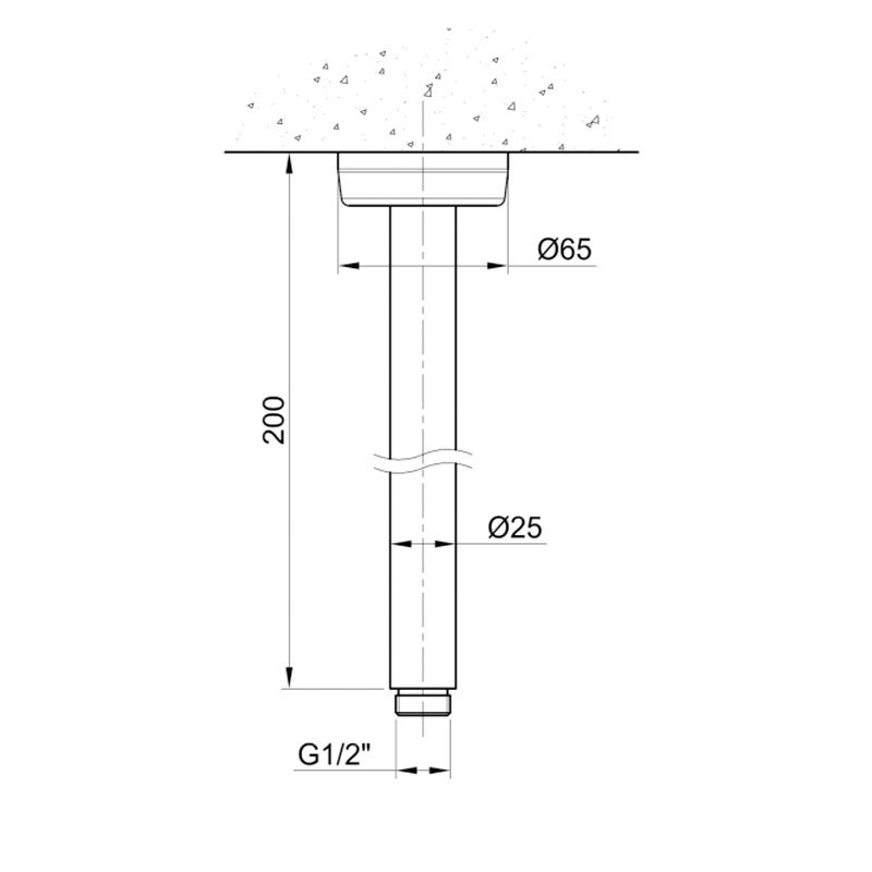 JTP Inox Round Ceiling Shower Arm 200mm - Matt Stainless Steel
