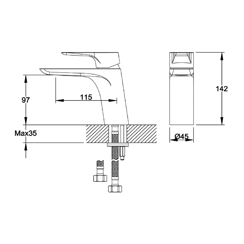 JTP Amore Basin Mixer Tap Deck Mounted - Chrome