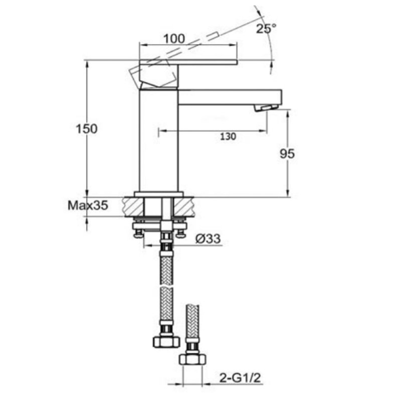 JTP Athena Lever Basin Mixer Tap without Pop Up Waste - Chrome