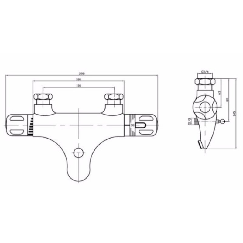 JTP Contract Thermostatic Bath Shower Mixer Tap Pillar Mounted - Chrome