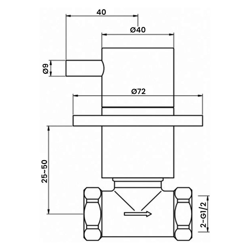 JTP Florence Concealed Stop Valve with Wall Flanges - Chrome
