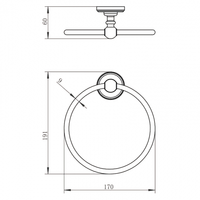 JTP Grosvenor Towel Ring - Polished Gold