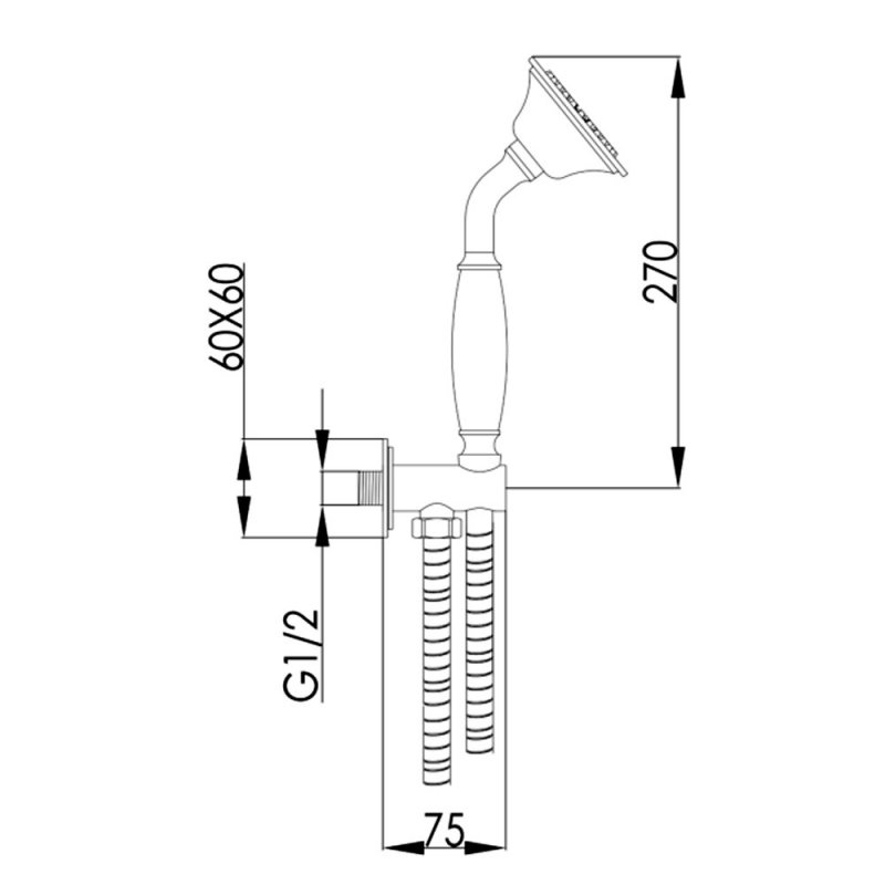 JTP Grosvenor Shower Handset with Wall Outlet and Hose - Matt Black