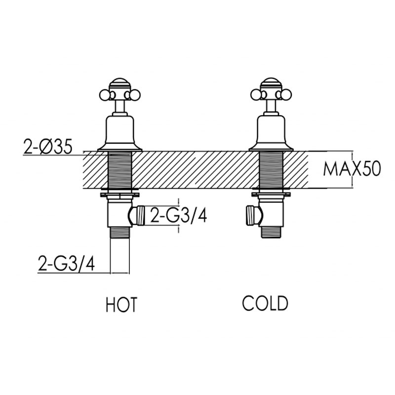 JTP Grosvenor Cross Panel Valves Pair - Chrome