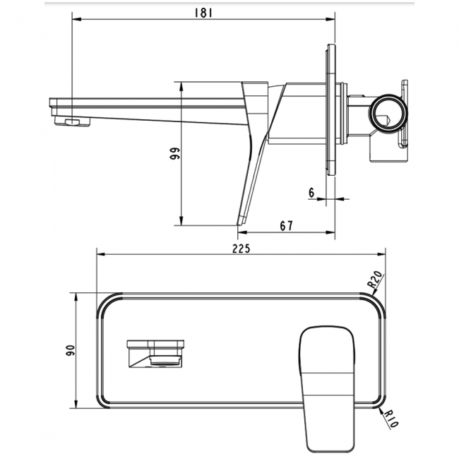 JTP HIX Wall Mounted Single Lever Basin Mixer Tap - Brushed Black