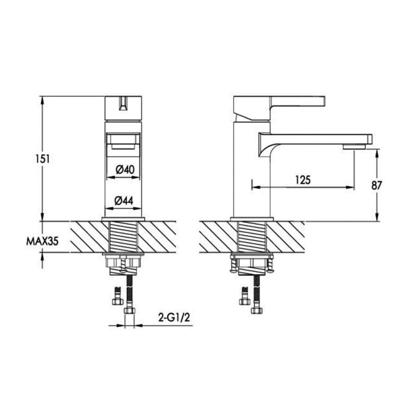 JTP Hugo Basin Mixer Tap Deck Mounted - Chrome