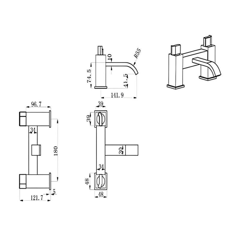 Just Taps Plus Leo Bath Filler 45223 Pillar Mounted Chrome