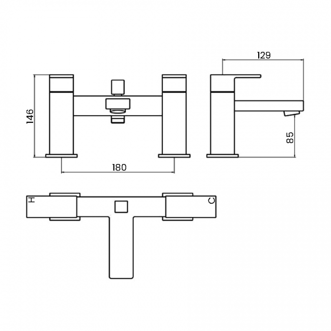 JTP Sable Pillar Mounted Bath Shower Mixer Tap with Kit - Chrome