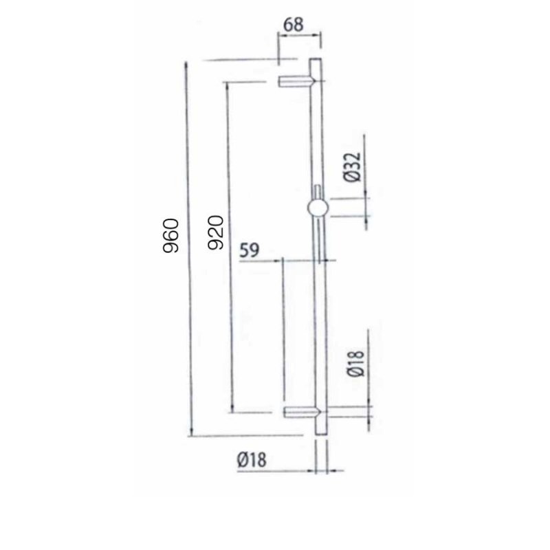 JTP Techno Shower Rail Kit Single Function Handset Chrome