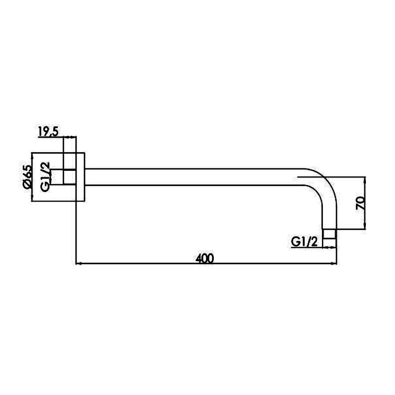 JTP Vos Wall Mounted Shower Arm 400mm - Brushed Brass