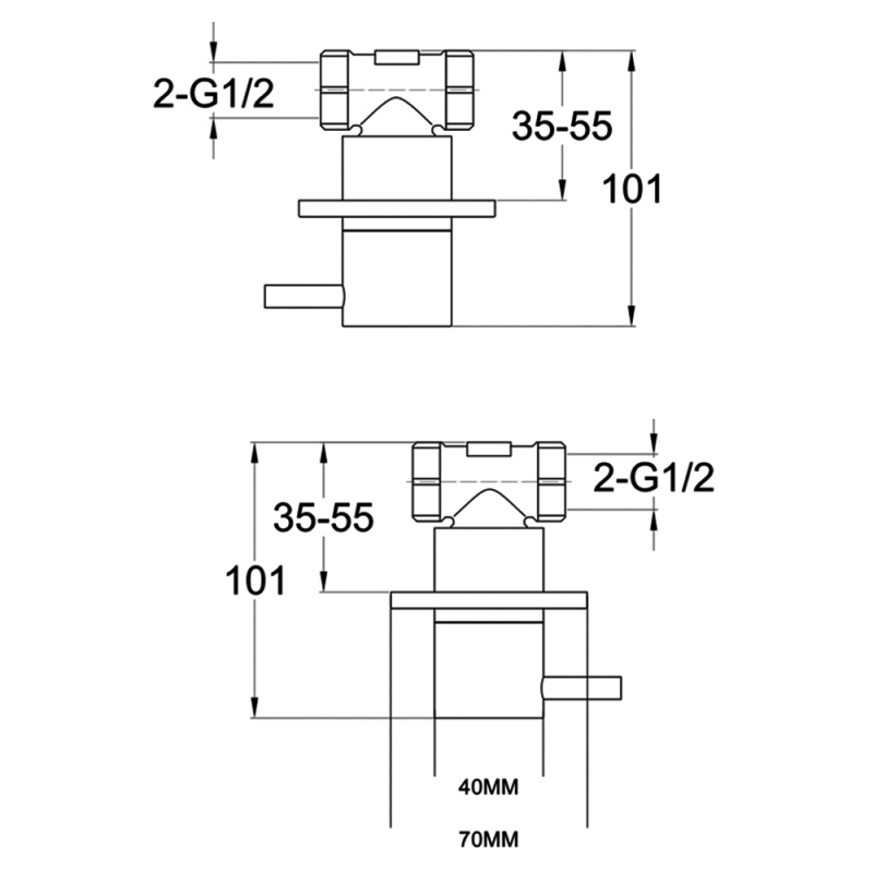 JTP Vos Lever Wall Valves Pair - Brushed Black