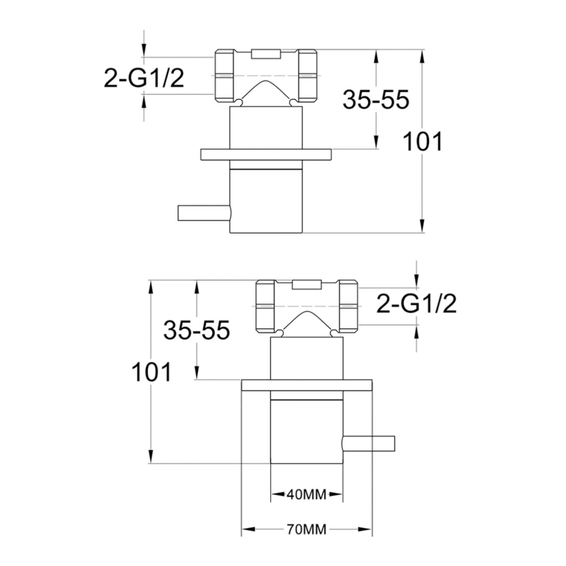 JTP Vos Lever Wall Valves Pair Designer Handle - Brushed Black