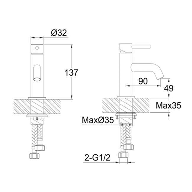 JTP Vos Mini Basin Mixer Tap - Brushed Bronze