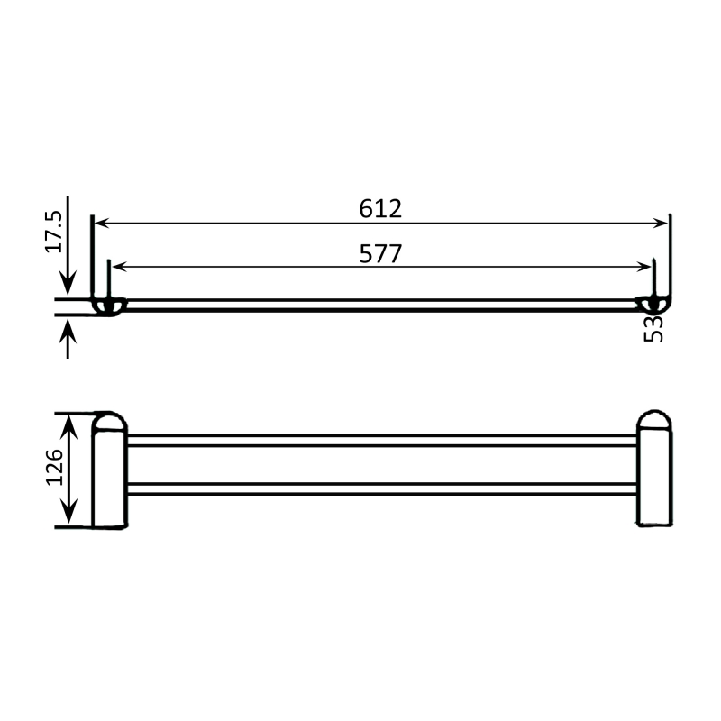 Just Taps Plus Vue Towel Bar 87170 Metal Chrome