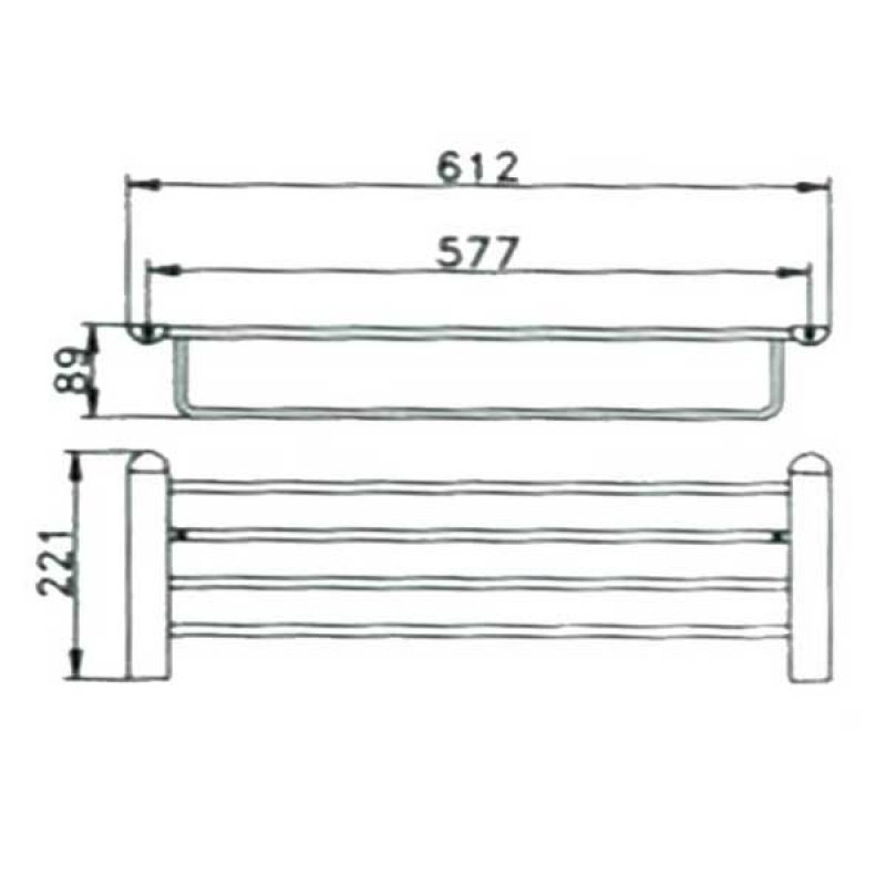 Just Taps Plus Vue Towel Shelf and Bar 87181 Metal Chrome