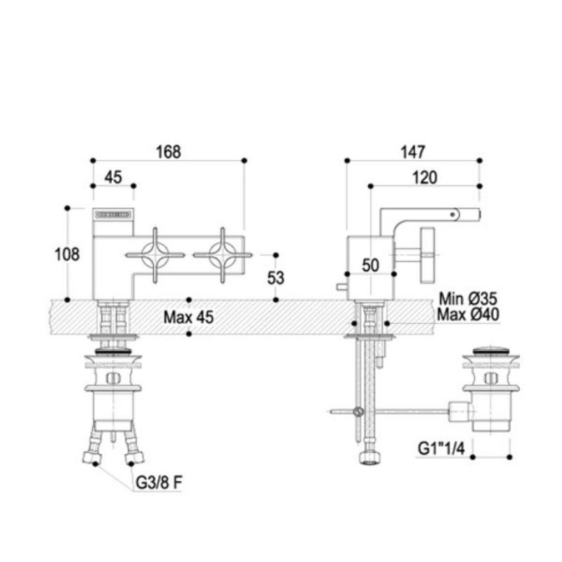 Just Taps Plus Waterblade Bidet Mixer WBA 163 Deck Mounted Chrome