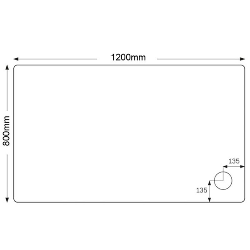 Just Trays JT Fusion Rectangular Shower Tray with Waste 1200mm x 800mm Flat Top