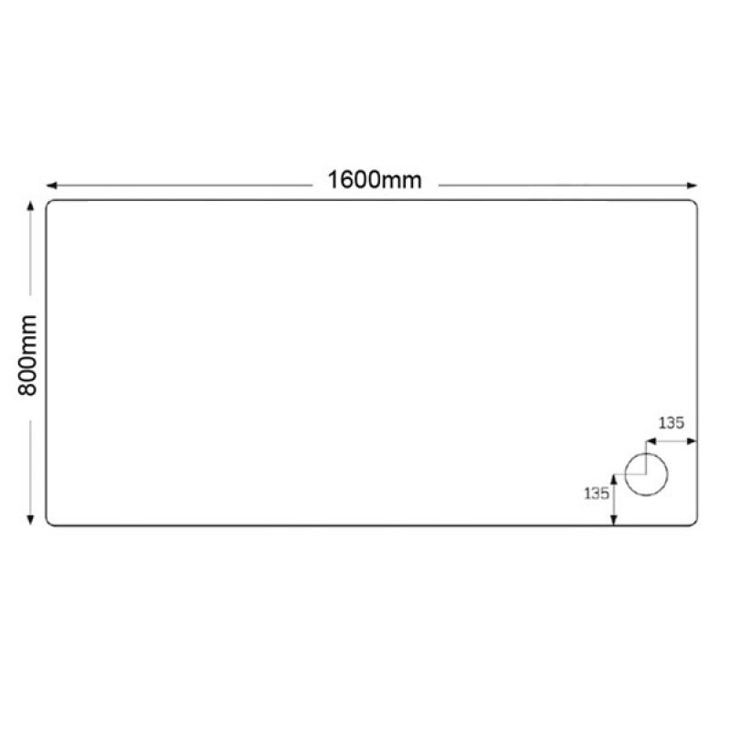 Just Trays JT Fusion Rectangular Shower Tray with Waste 1600mm x 800mm Flat Top
