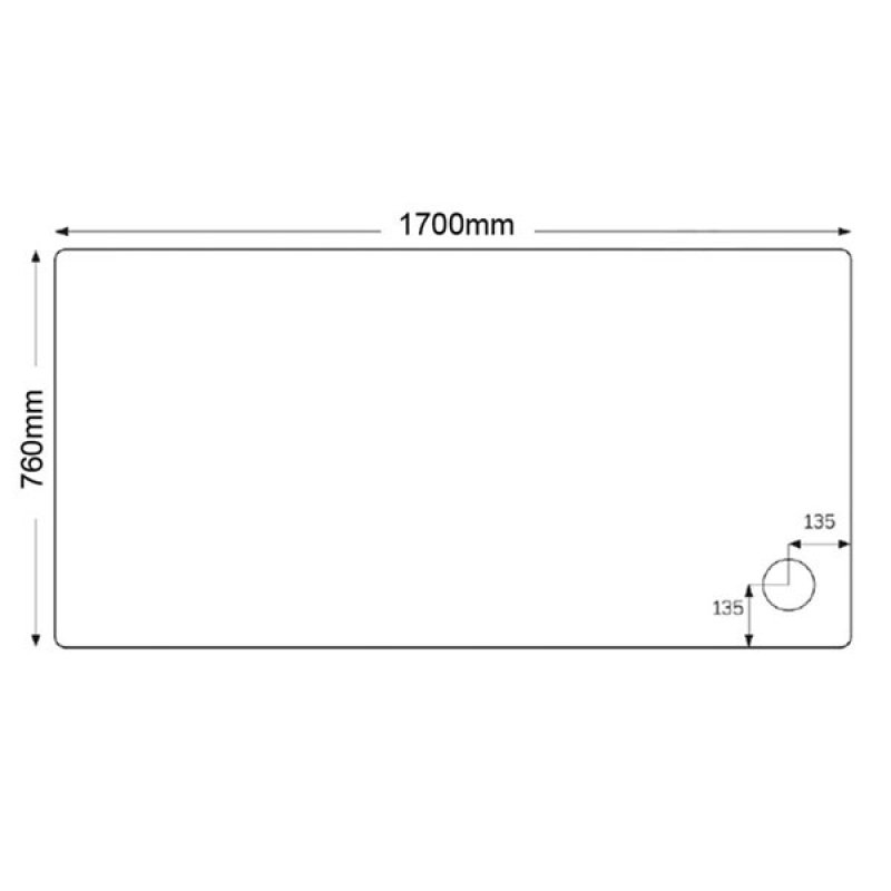 Just Trays JT Fusion Rectangular Shower Tray with Waste 1700mm x 760mm Flat Top