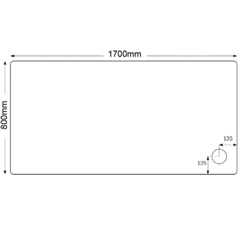 Just Trays JT Fusion Rectangular Shower Tray with Waste 1700mm x 800mm Flat Top