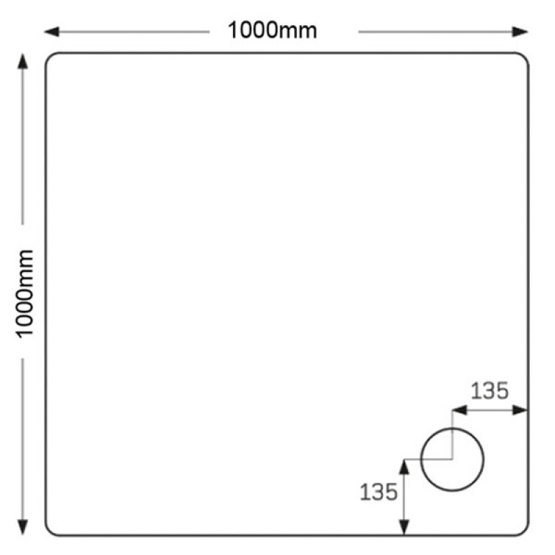 Just Trays JT Fusion Square Anti-Slip Shower Tray with Waste 1000mm x 1000mm Flat Top