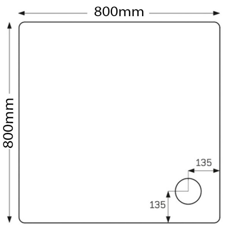 Just Trays JT Fusion Square Anti-Slip Shower Tray with Waste 800mm x 800mm Flat Top