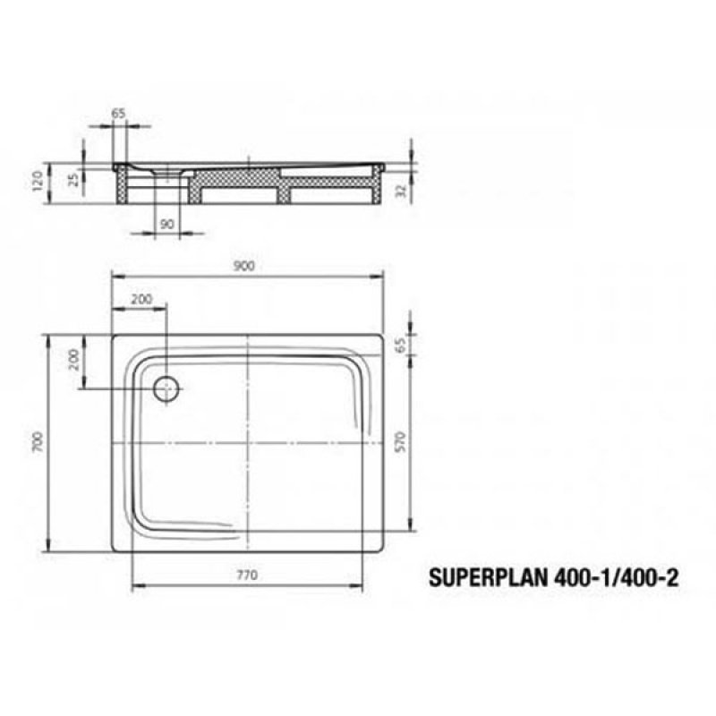 Kaldewei Superplan Rectangular Steel Shower Tray 900mm x 700mm - White