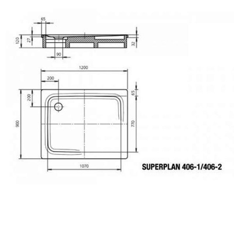 Kaldewei Superplan Rectangular Steel Shower Tray 1200mm x 900mm - White
