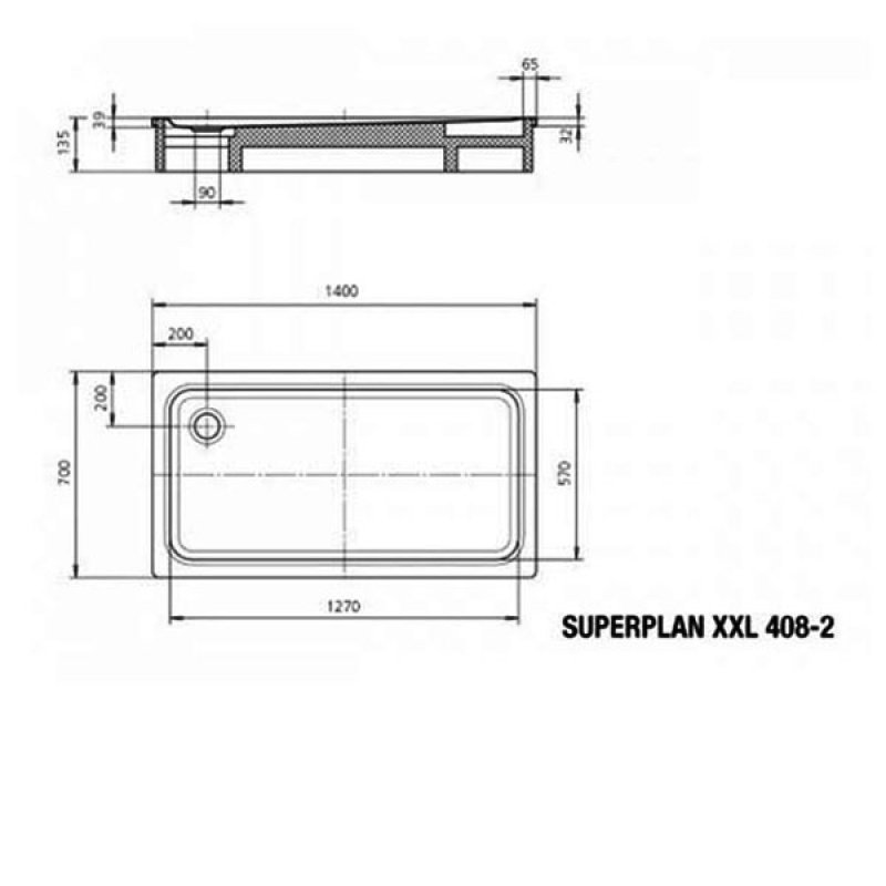 Kaldewei Superplan XXL Rectangular Steel Shower Tray 1400mm x 700mm - White