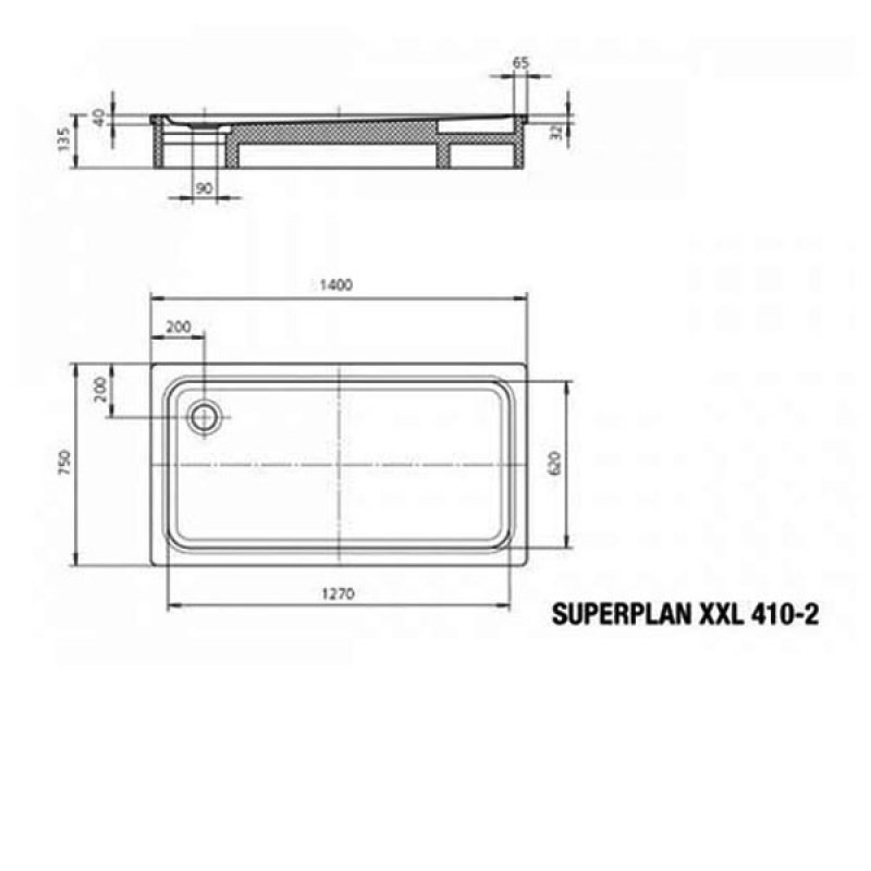 Kaldewei Superplan XXL Rectangular Steel Shower Tray 1400mm x 750mm - White