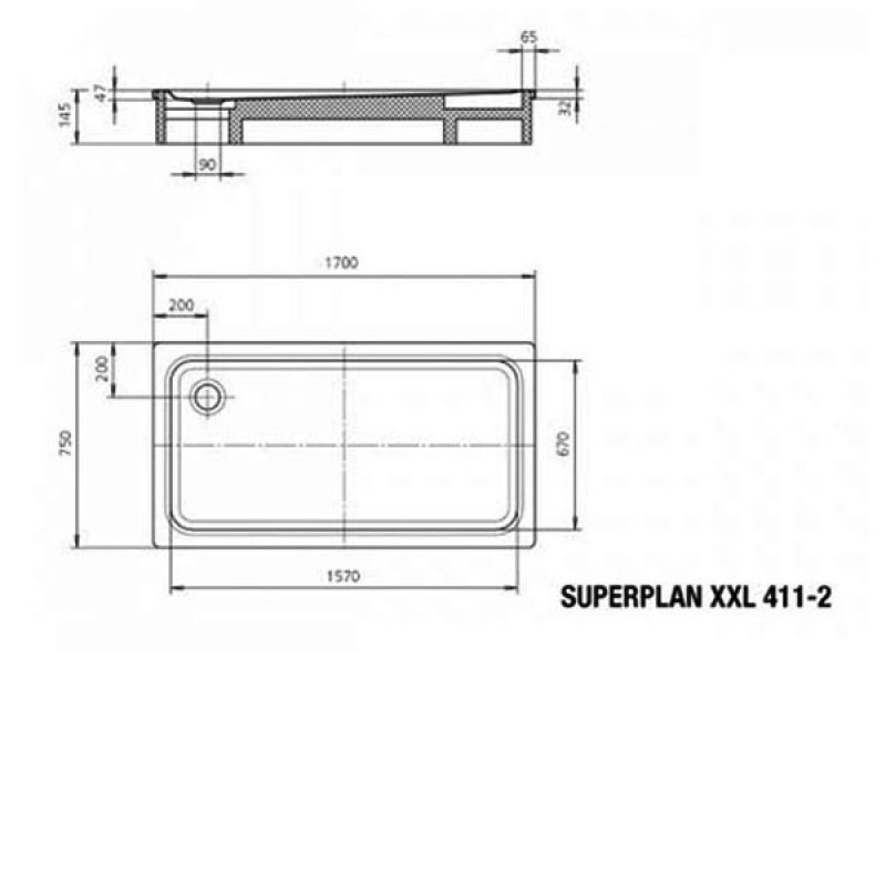 Kaldewei Superplan XXL Rectangular Steel Shower Tray 1700mm x 750mm - White
