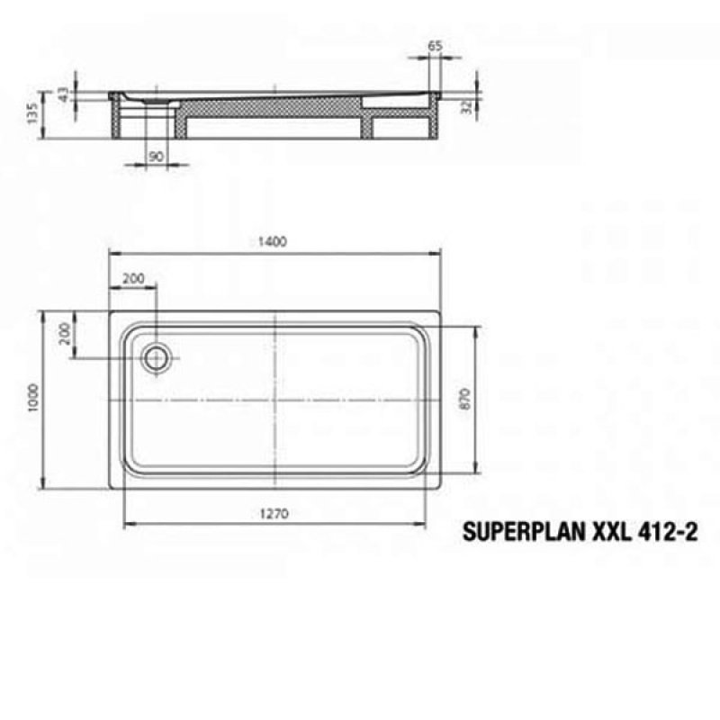 Kaldewei Superplan XXL Rectangular Steel Shower Tray 1400mm x 1000mm - White