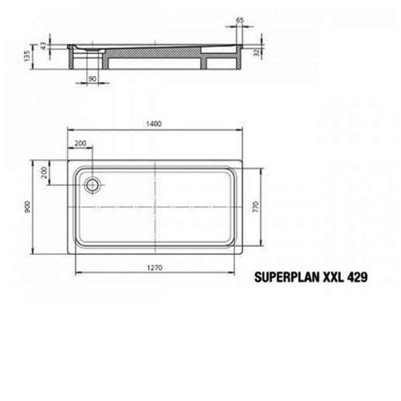 Kaldewei Superplan XXL Rectangular Steel Shower Tray 1400mm x 900mm - White