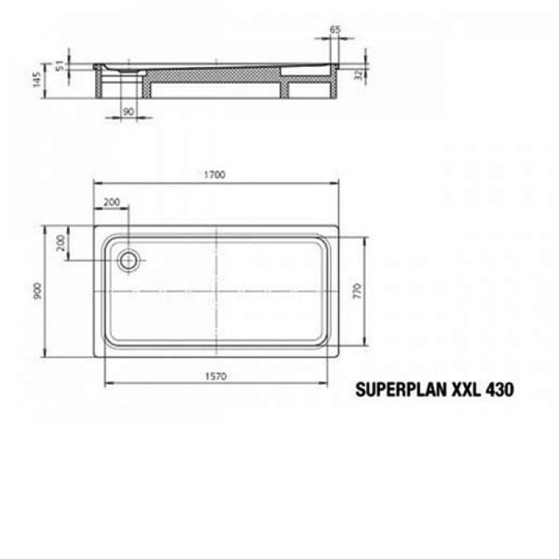 Kaldewei Superplan XXL Rectangular Steel Shower Tray 1700mm x 900mm - White