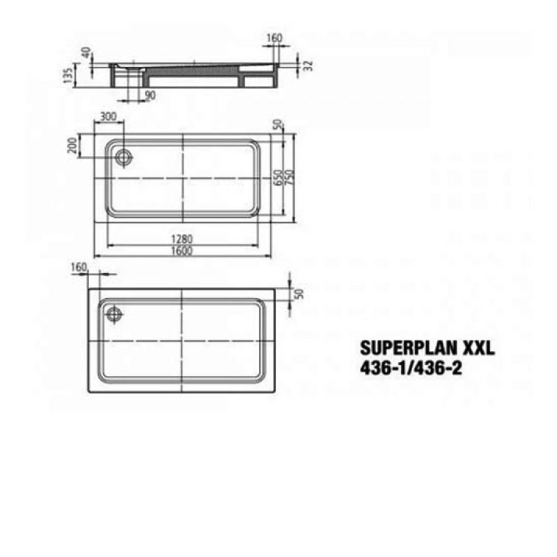 Kaldewei Superplan XXL Rectangular Steel Shower Tray 1600mm x 750mm - White