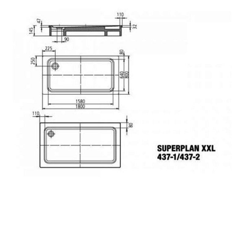 Kaldewei Superplan XXL Rectangular Steel Shower Tray 1800mm x 800mm - White