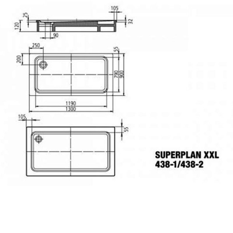 Kaldewei Superplan XXL Rectangular Steel Shower Tray 1300mm x 900mm - White