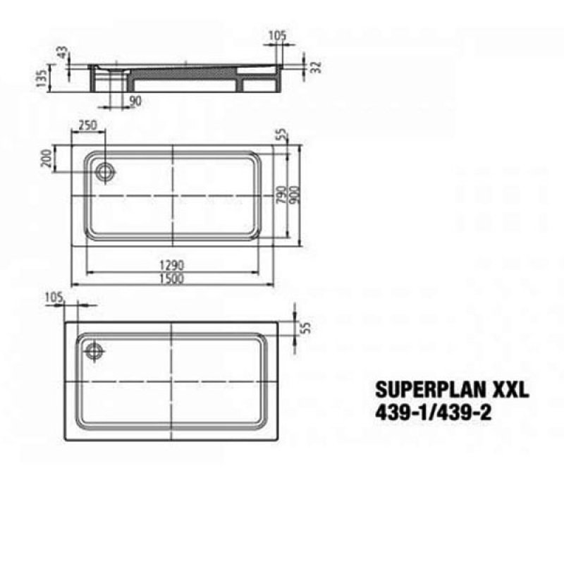 Kaldewei Superplan XXL Rectangular Steel Shower Tray 1500mm x 900mm - White