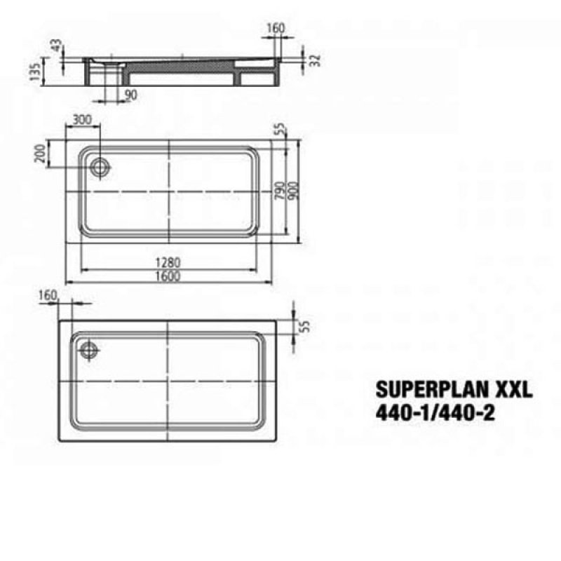Kaldewei Superplan XXL Rectangular Steel Shower Tray 1600mm x 900mm - White