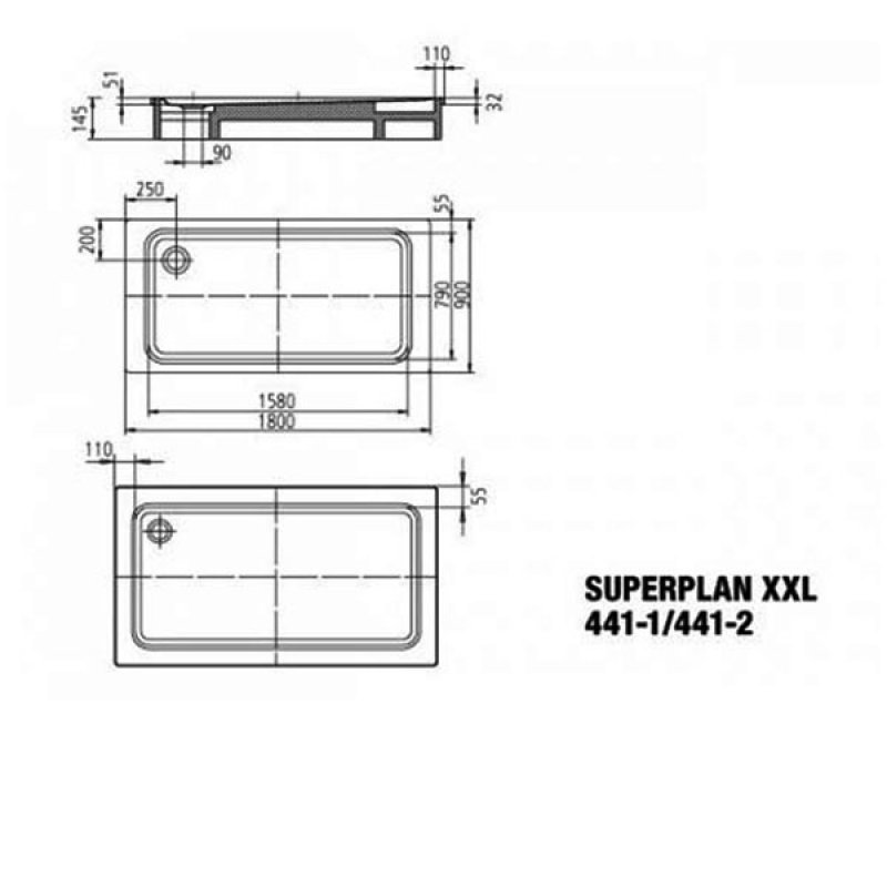 Kaldewei Superplan XXL Rectangular Steel Shower Tray 1800mm x 900mm - White