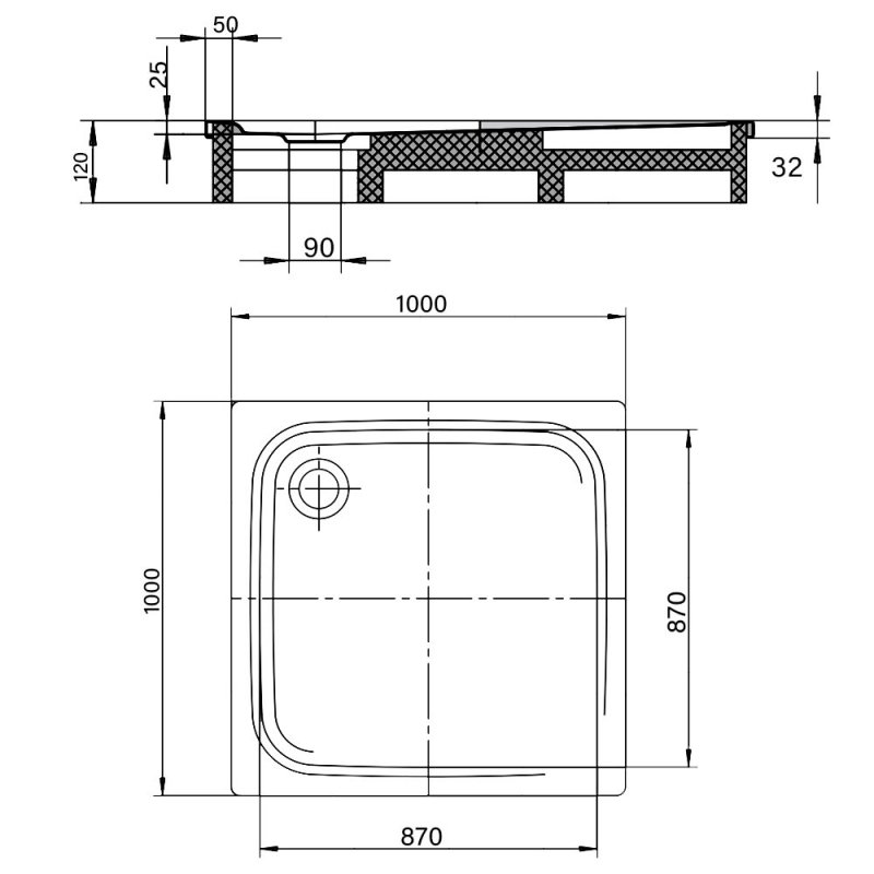 Kaldewei Superplan Square Steel Shower Tray 1000mm x 1000mm - White